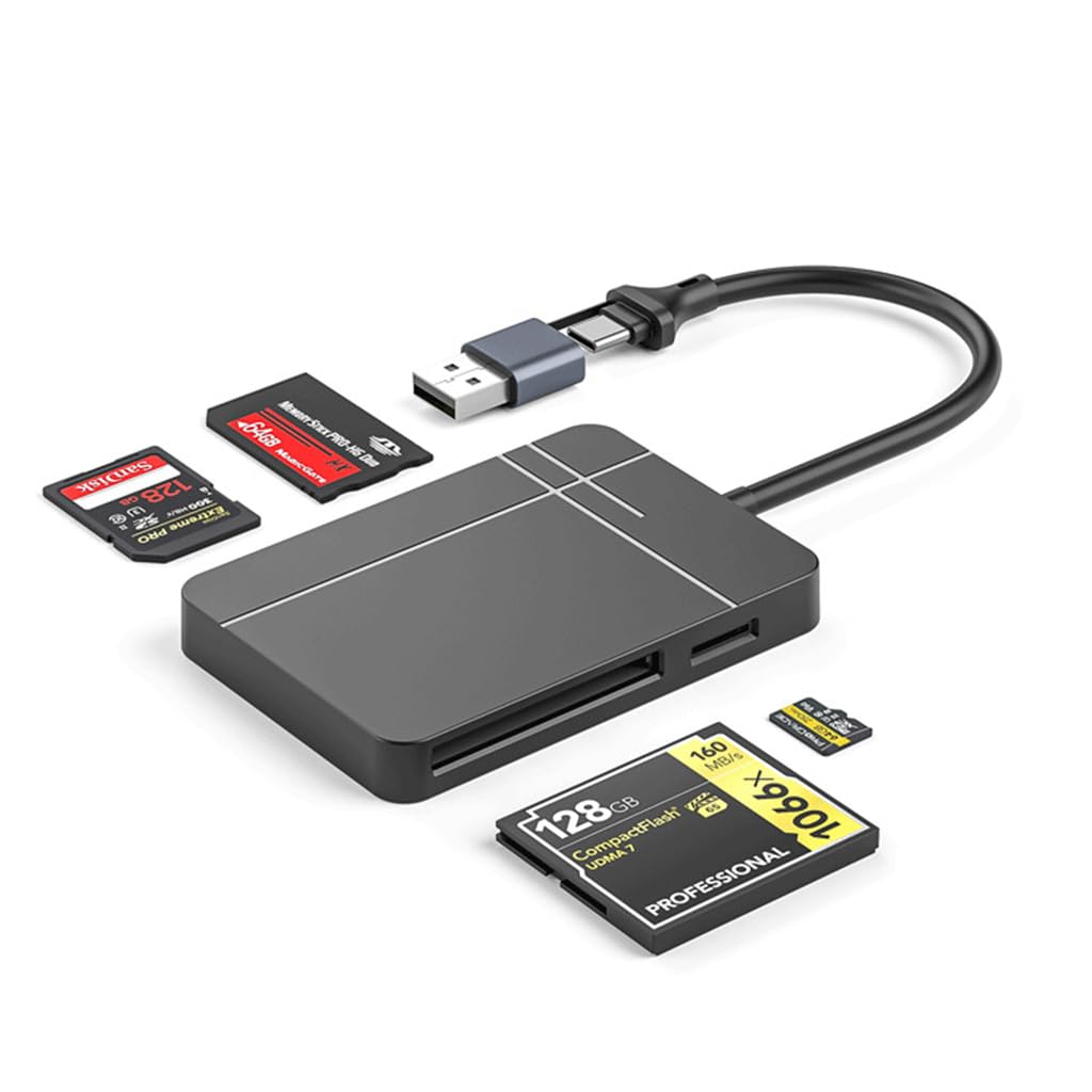 Verilux USB Card Reader USB C/ USB3.0 Card Reader Support UHS-II Compatible SD 4.0/TF 4.0/CF/MS, 5Gbps Reading Speed, Travel 4 in 1 USB Card Reader for Windows/Mac/Linux/Android Verilux USB Card Reader USB C/ USB3.0 Card Reader Support UHS-II Compatible SD 4.0/TF 4.0/CF/MS, 5Gbps Reading Speed, Travel 4 in 1 USB Card Reader for Windows/Mac/Linux/Android